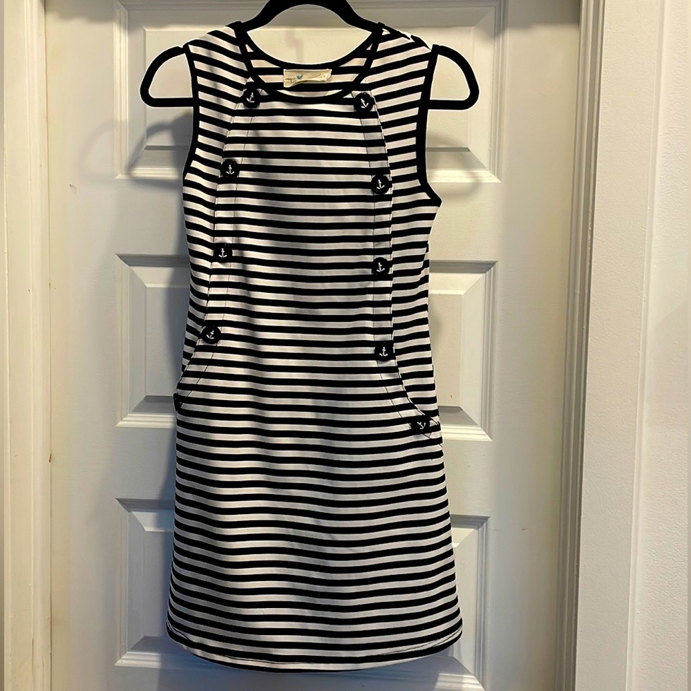 Black and white striped dress